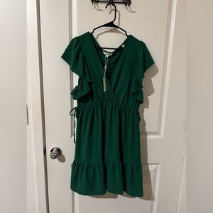Emerald V-Neck Dress